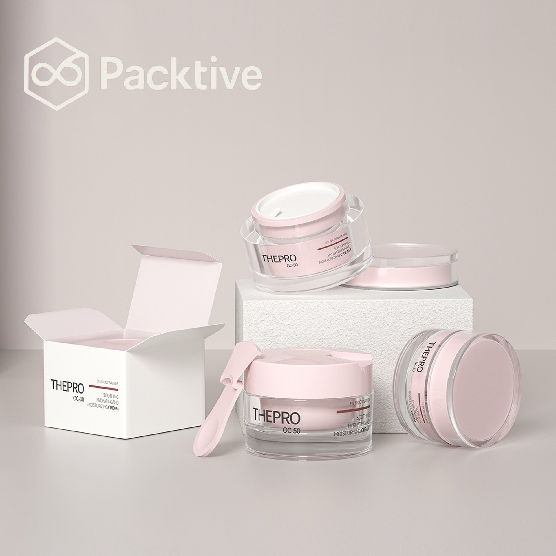 กล่องและเซ็ตบรรจุภัณฑ์ กล่องครีมสีชมพู โดย Packtive Packaging