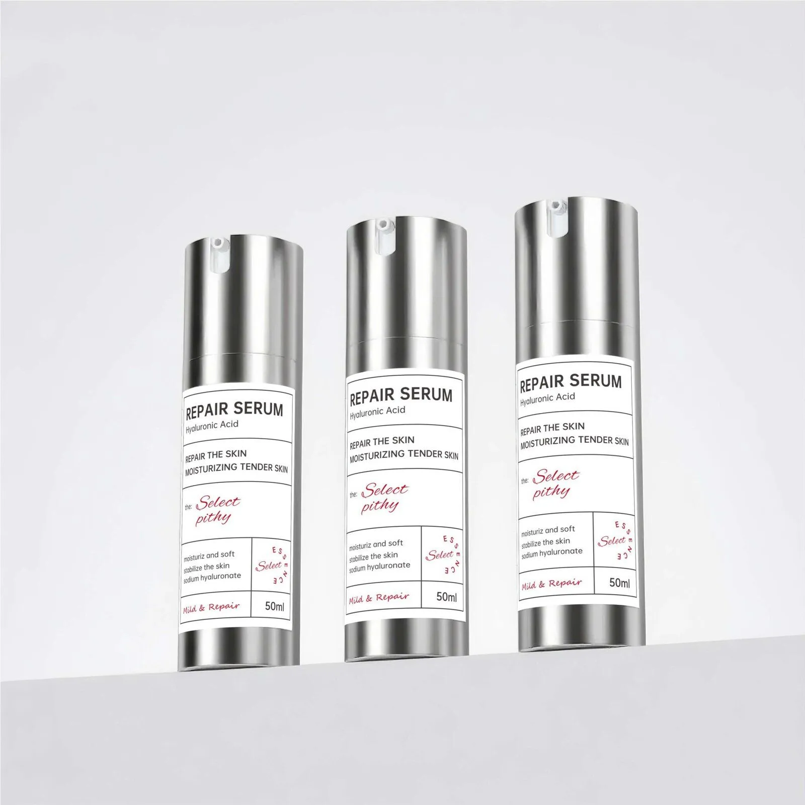 ขวดและดรอปเปอร์ ขวดปั๊มสูญญากาศภาพสินค้าจริง แบบที่ 1 โดย Packtive Packaging