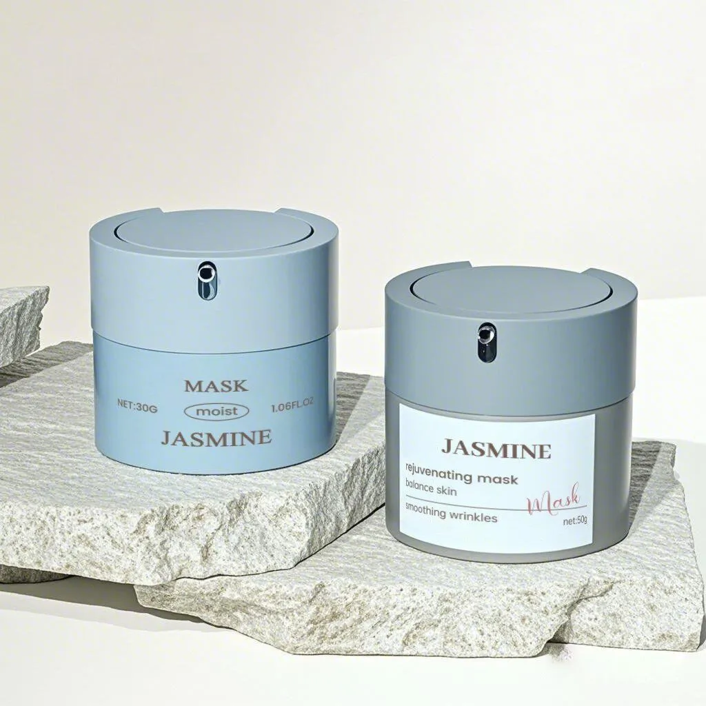 กระปุกครีม กระปุกครีมภาพสินค้าจริง โทนเทาฟ้า แบบที่ 6 โดย Packtive Packaging
